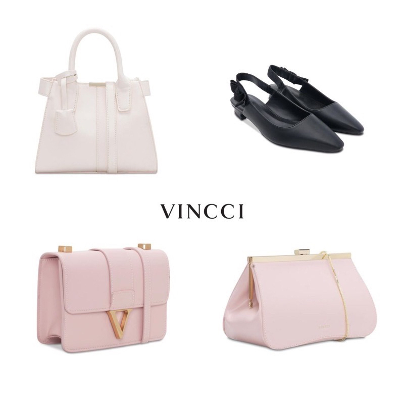 VINCCI READY JAKARTA NEW WITH TAG ORIGINAL HAND BAG SLINGBAG SHOES SEPATU TAS LEATHER PINK CREAM WHI