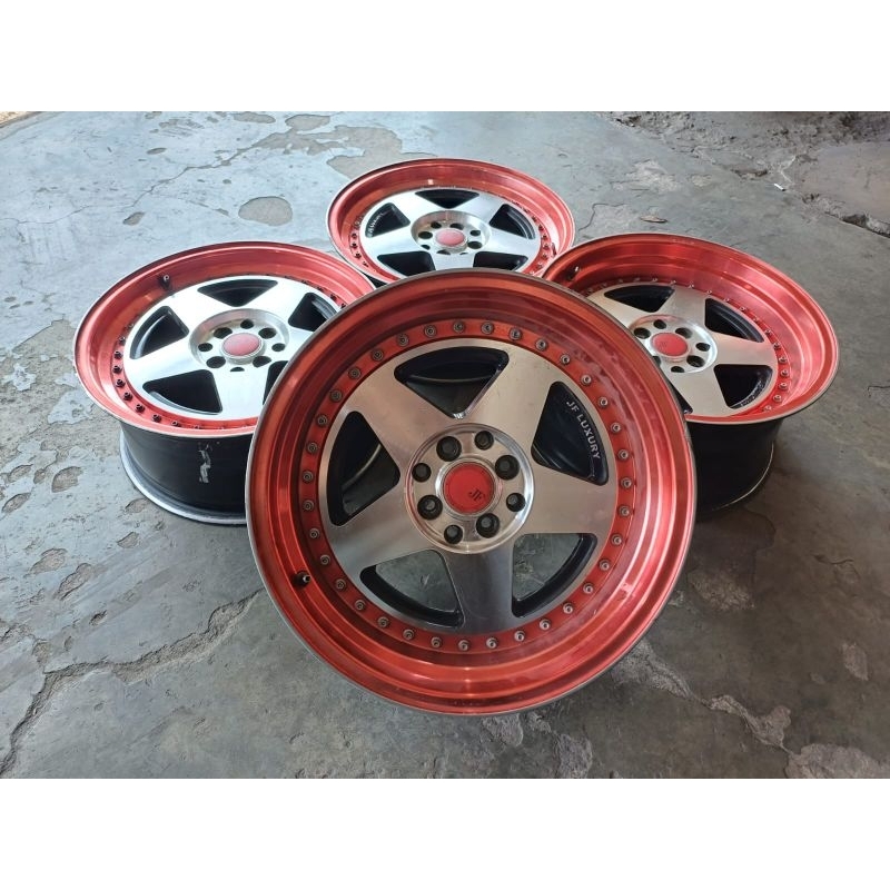 pelek racing jf luxury r17x7,5/8,5 baut 4x100/114 et35 cocok buat mobil baleno kia rio dll