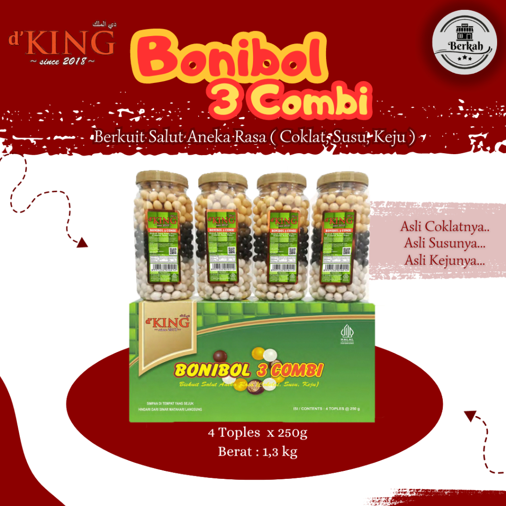 

Coklat Bonibol 3 Combi Coklat-Susu-Keju [Perdus Isi 4 Toples] - Ready Stok dan BPOM Terjamin