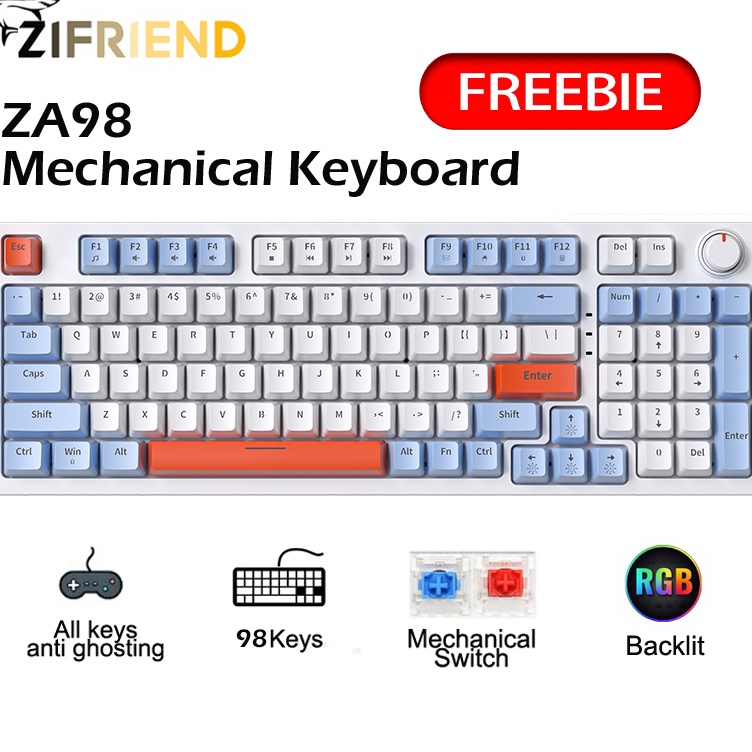 ZIFRIEND ZA98 Mechanical Keyboard w F7W6