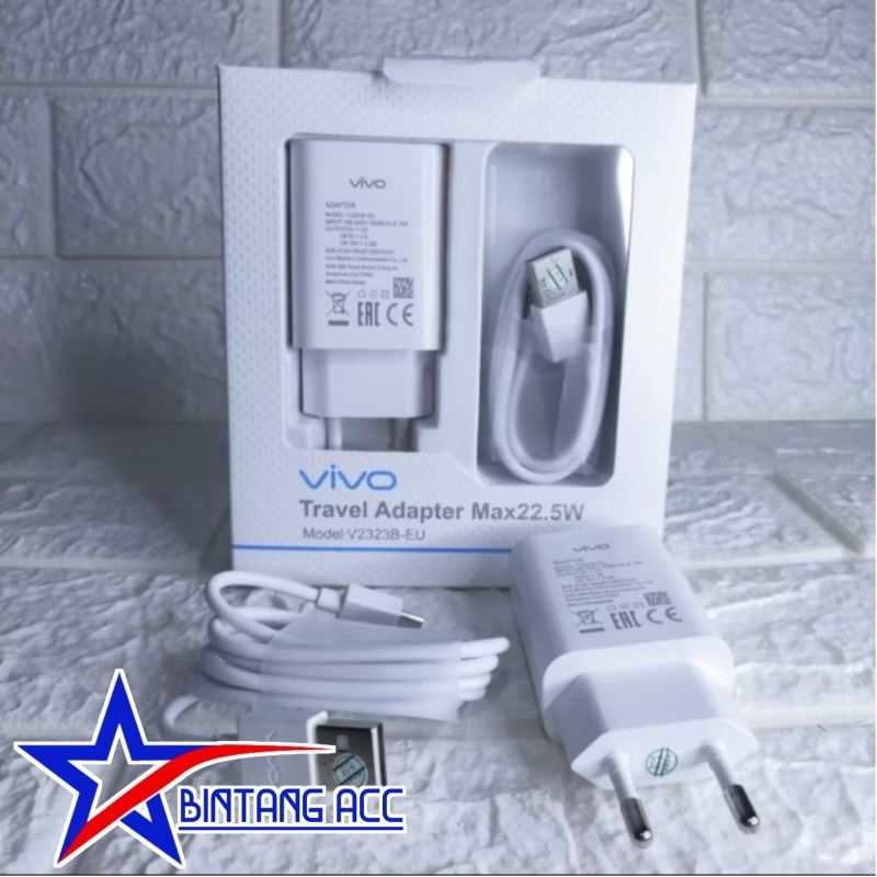Charger Vivo Fast Charging Micro Dan Tipe C Batok + Kabel Cas Hp