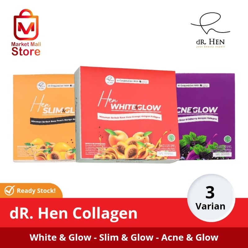 dR Hen Collagen Drink White & Glow / Slim & Glow Pelangsing / Minuman Kolagen DNA Salmon Acne & Glow