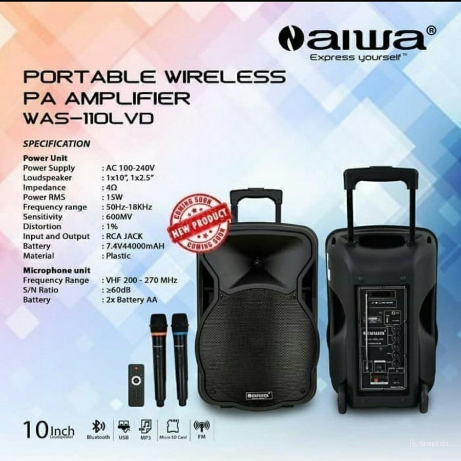 PORTABLE WIRELESS PA AMPLIFIER AIWA WAS 110 LVD