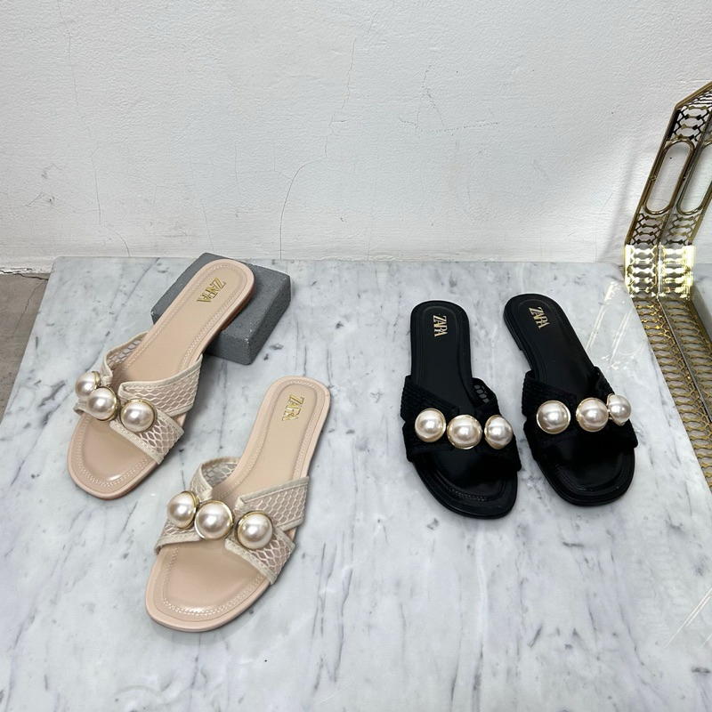 Pearl sandals with mesh by Zara high quality fashion shoes sandal wanita kantor kerja casual dailysh