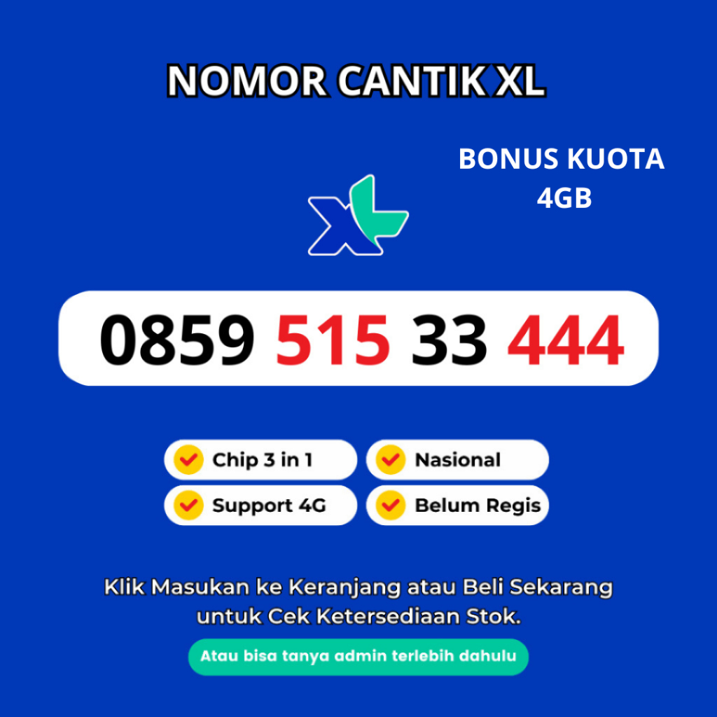 Nomor Cantik XL Axiata Murah dan Rapi Ujung Triple - Nomor Cantik XL Triple Support 4G LTE - Kartu P