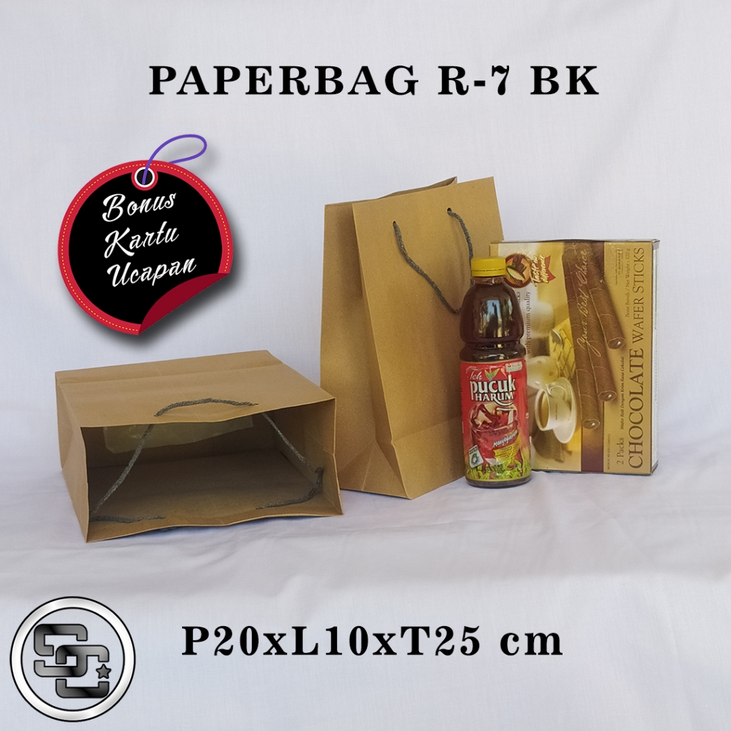 

PAPERBAG BONUS KARTU UCAPAN UKURAN R-7 BK (P20 X L10 X T25 CM) UNTUK WAFER ROLL TEH BOTOL DLL