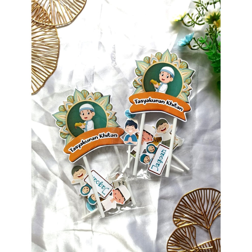 Topper cake karakter Tasyakuran Khitan / Hiasan Kue Khitan