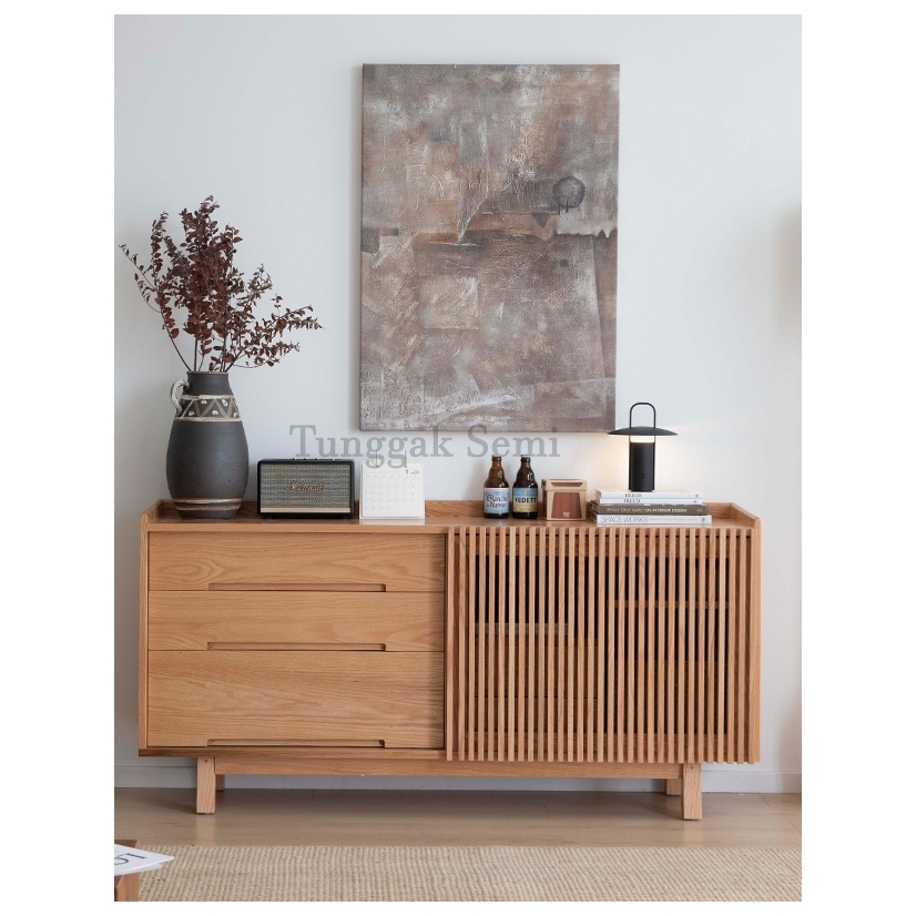 Tunggak Semi Rak TV Cabinet Japandi Style Kayu Jati Solid Furniture