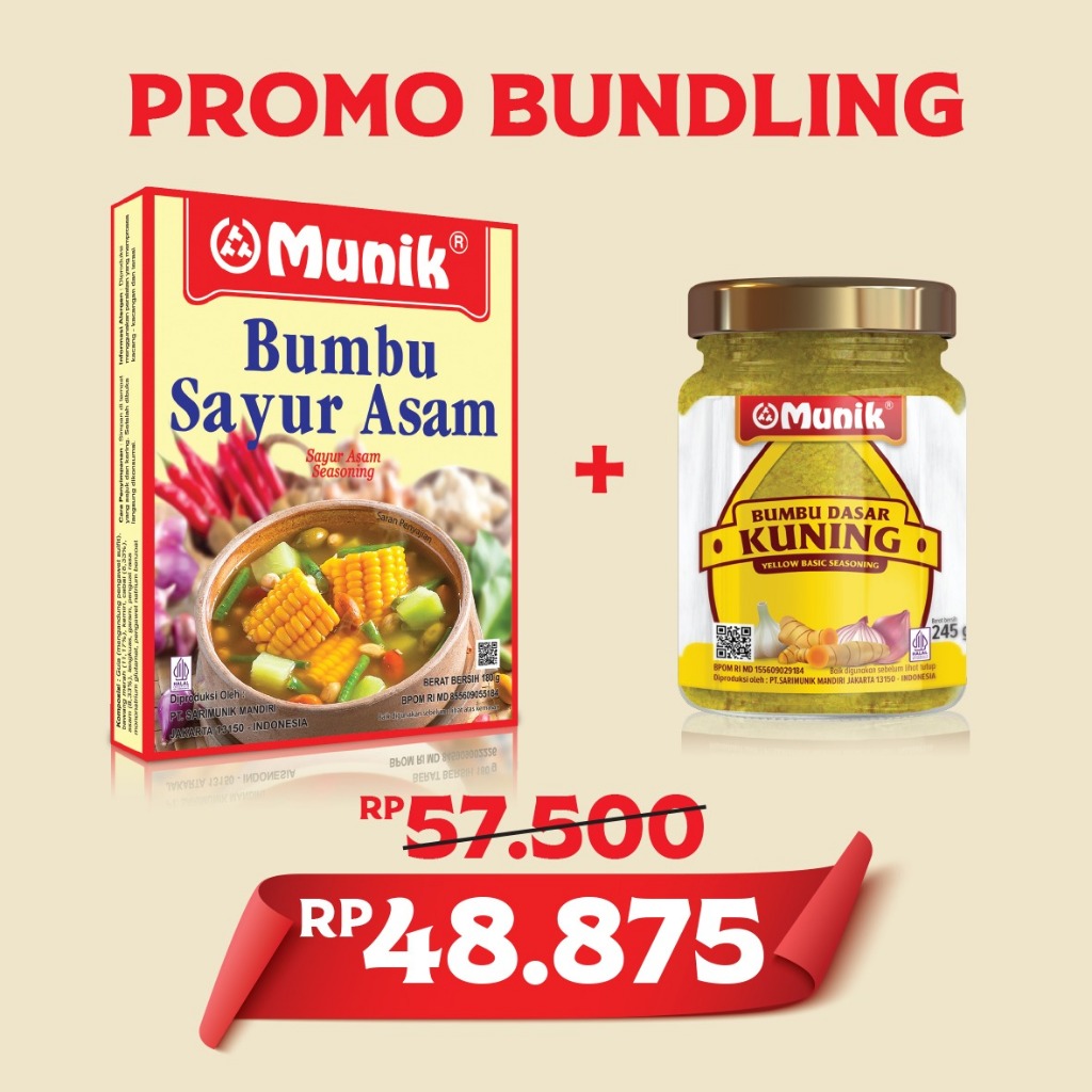

Promo Bundling Bumbu Munik Sayur Asam + Dasar Kuning Botol 245 gr