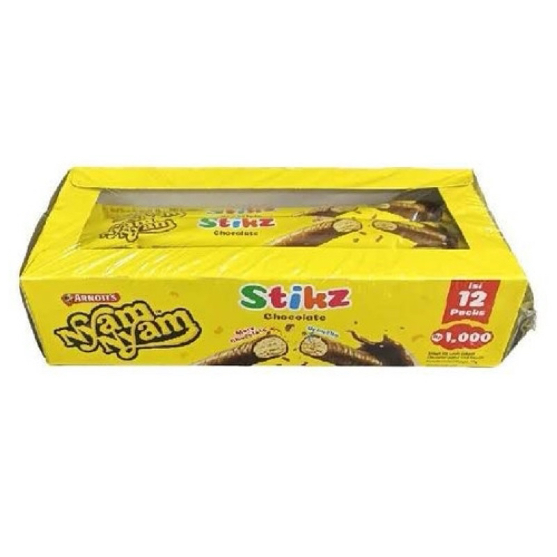 

NYAM NYAM STIKZ CHOCOLATE ISI 12 BUNGKUS | ARNOTTS NYAM NYAM WAFER STICK COKLAT | BISKUIT STIK LAPIS COKLAT