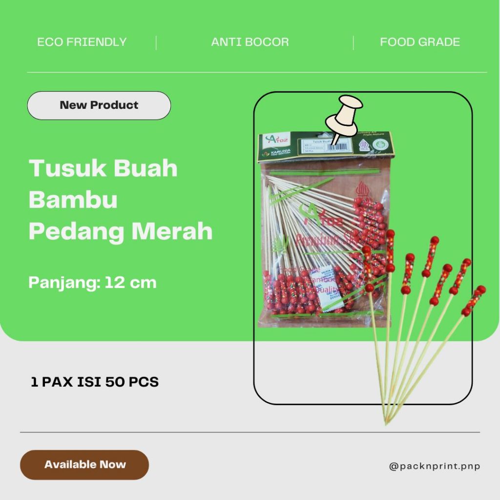Tusukan Bambu Premium Untuk Buah Motif PEDANG isi 50 pcs