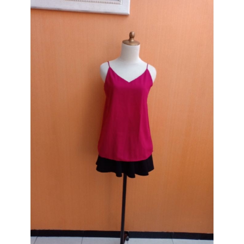 atasan tank top wanita merah M cewek blouse tali 1 cute MEWAH
