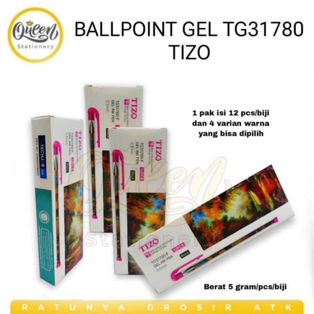 

1 PAK (12 PCS) BOLPEN GEL TIZO / BULPEN / BOLPOIN / PULPEN / BOLPEN UJUNG LANCIP