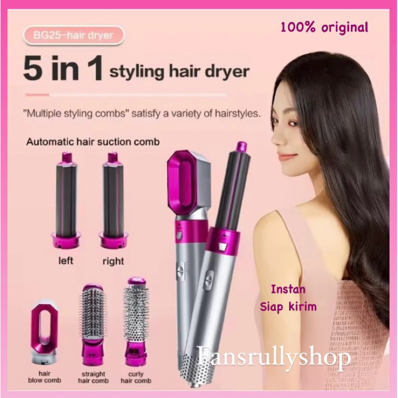 Hairdryer Multifungsi 5 IN 1 Hair Dryer Pengering Rambut Salon Low Watt Catokan Hedrayer Sisir Blow 