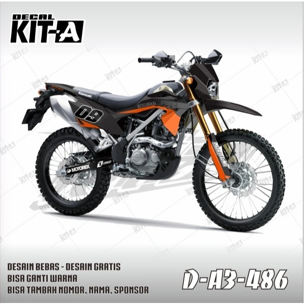 Decal Stiker Motor KLX BF WARNA OREN ABU ABU D-A3-486