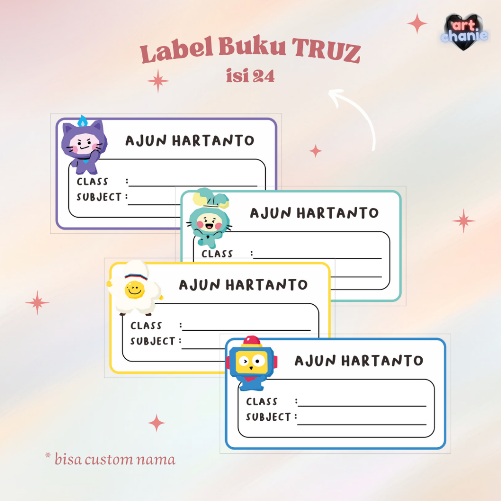 

[COD] TRUZ LABEL BUKU || Stiker Nama Custom