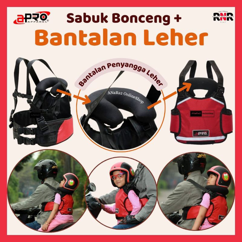 Sabuk Bonceng Anak Apro Multi Plus Bantalan Leher Pengaman Boncengan Gendongan Motor Depan Belakang