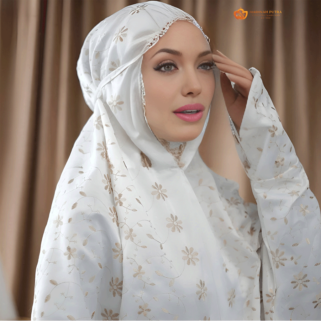 Mukena Terusan Dewasa Sutra Milo Bordir  Adem Mewah