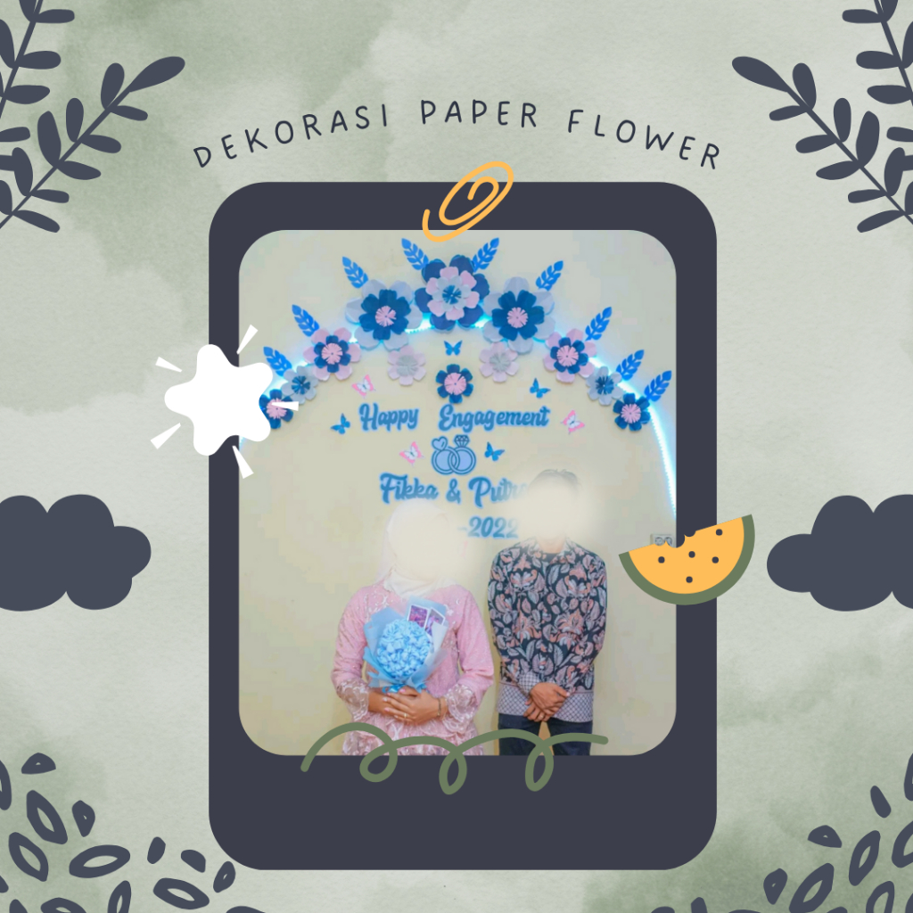 PAPER FLOWER ENGAGEMENT SET LENGKAP+NAMA