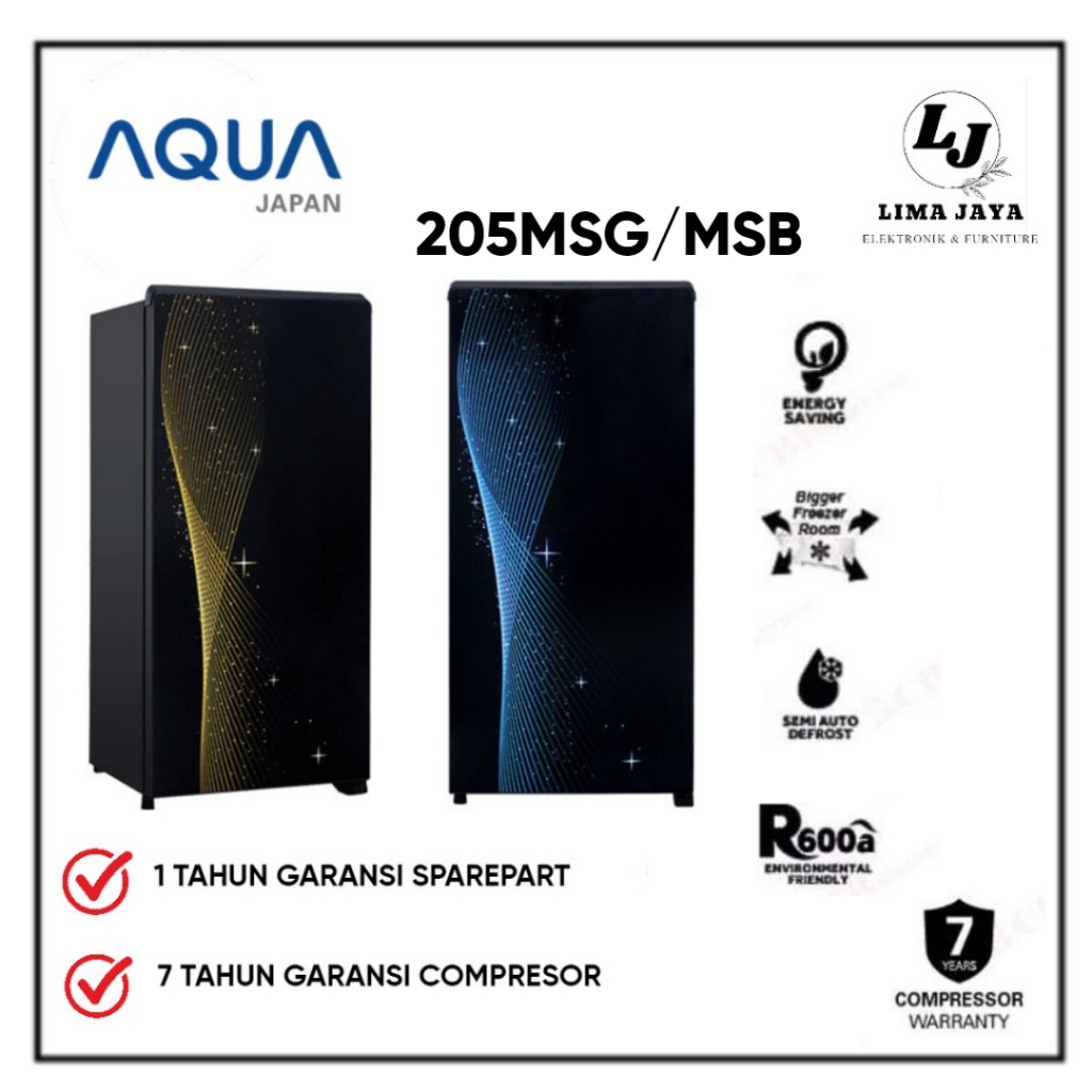 Kulkas 1 Pintu AQUA 205MSG/MSB Kulkas Satu Pintu Aqua