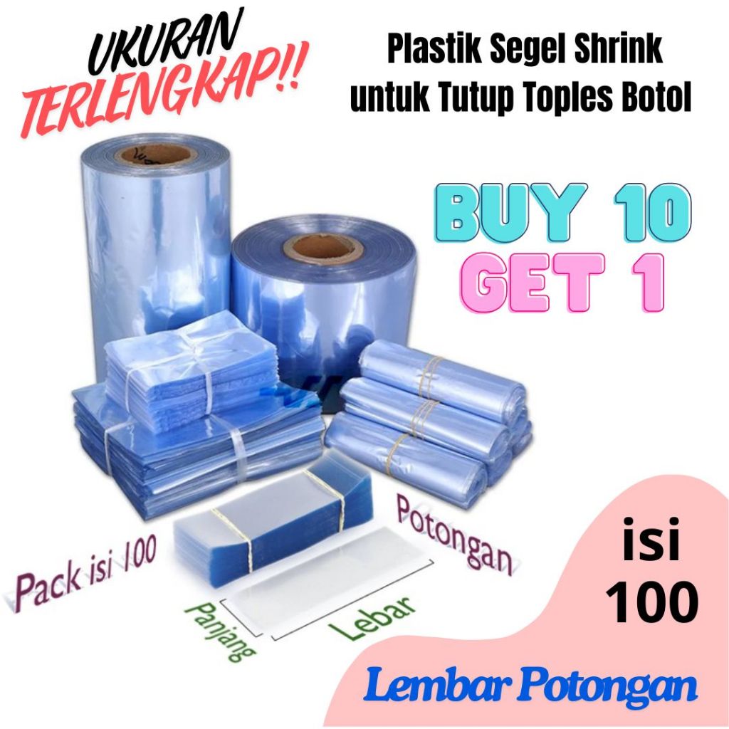 Plastik Segel Shrink Tutup Potongan Panjang 4cm Lebar 5 - 20 Cm / 100 pcs Botol Toples