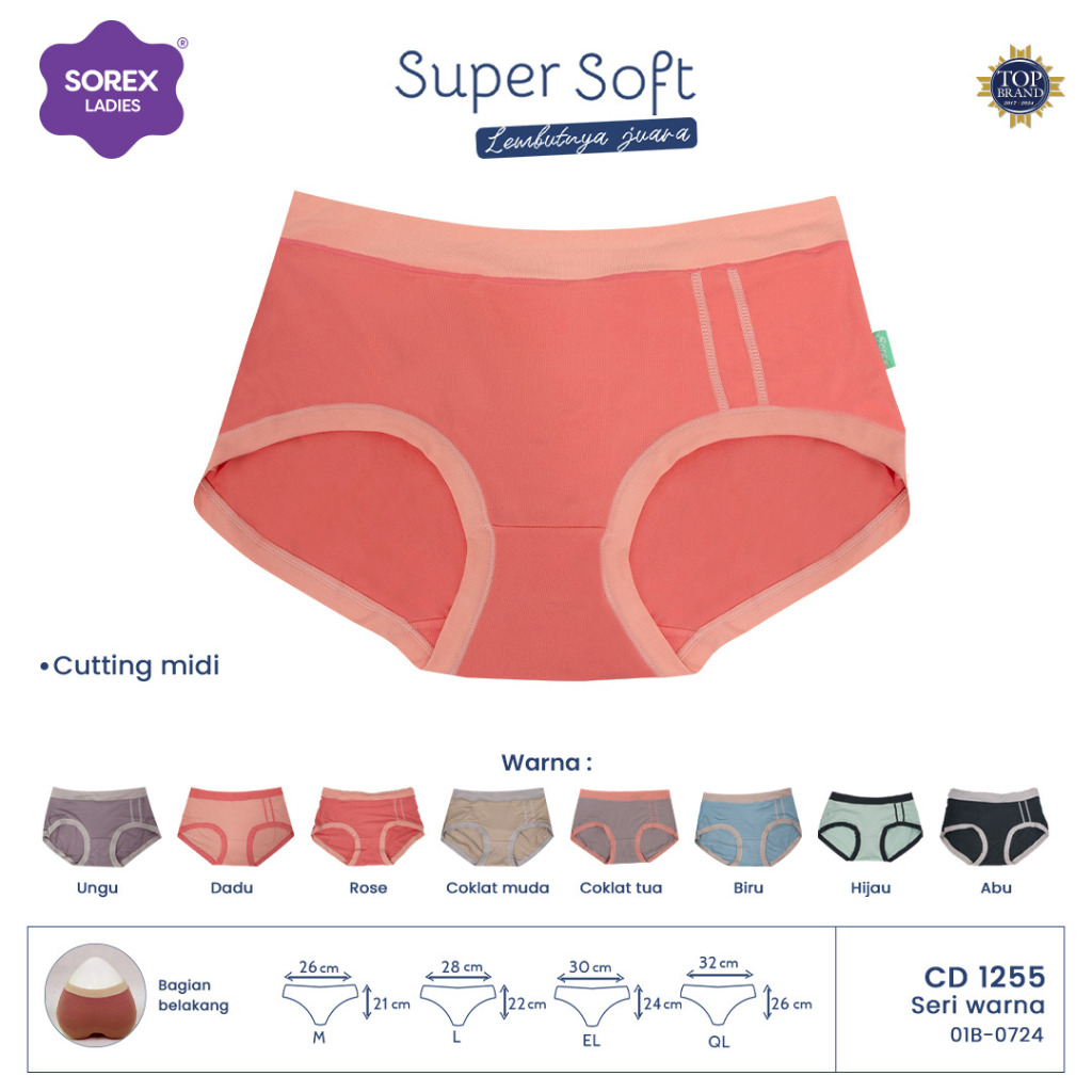 Sorex Cd Basic Super Soft 1255 (Adem Dipakai) Celana Dalam Wanita Midi