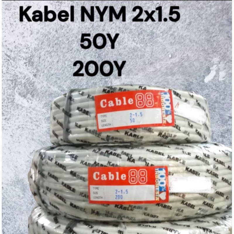 Kabel Listrik kawat 2x1.5 NYM tunggal tebal 50M full tembaga 50Y 50Meter kawat besar