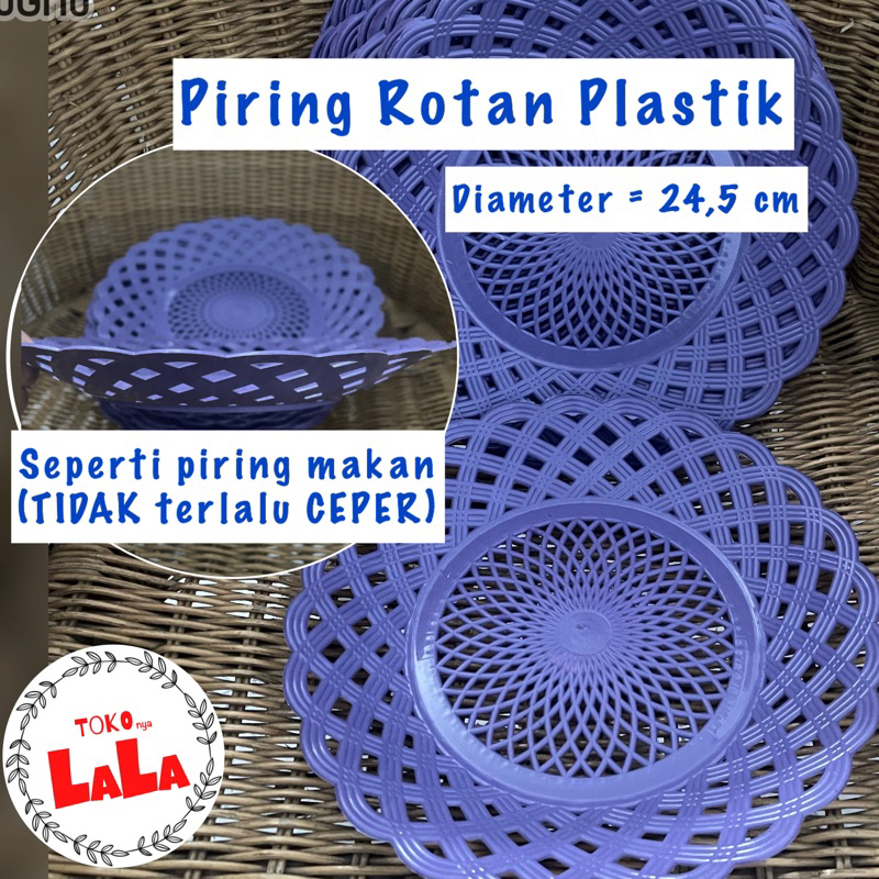 Piring Rotan Plastik TEBAL / Piring Makan Plastik Lusinan