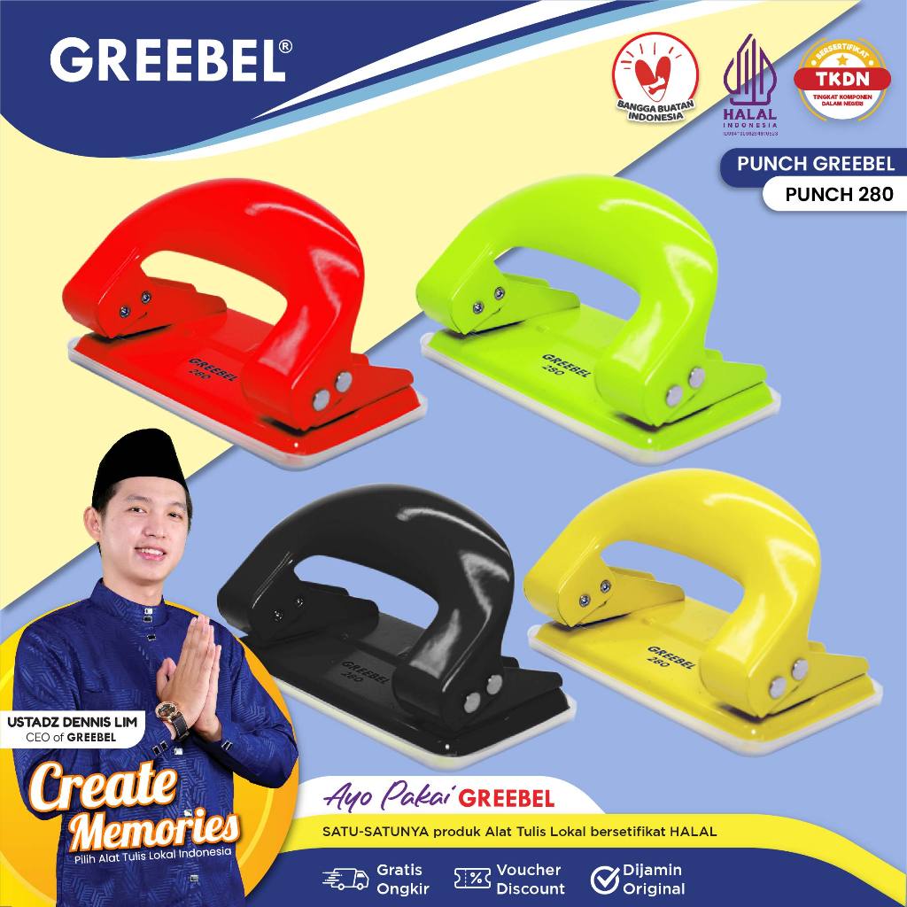 

GREEBEL PUNCH 280/Pembolong kertas/Perforator atk kapasitas 1000 tekanan