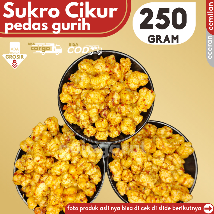

Cemilan Keripik SUKRO CIKUR PEDAS RENYAH isi 250g by GG (Bisa COD/Grosir/Kargo)