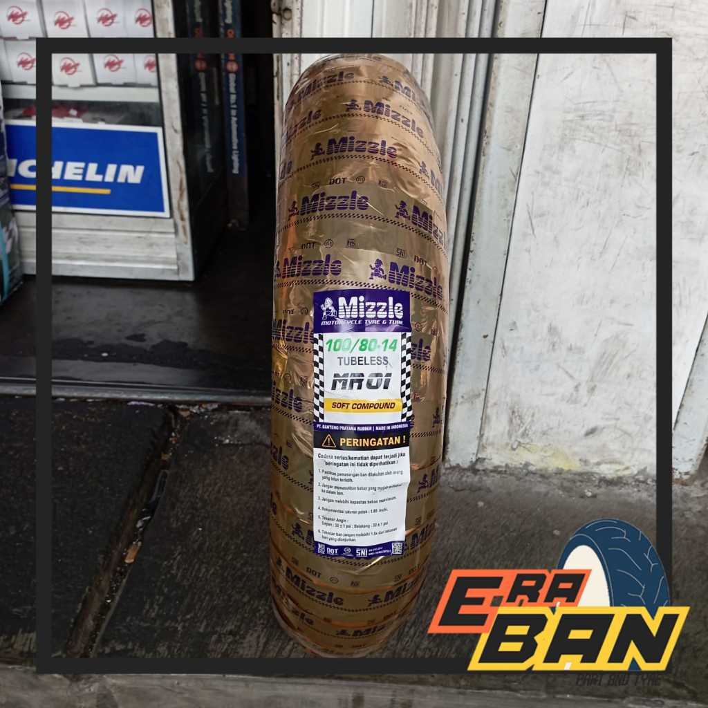 BAN LUAR MIZZLE MR01 100 80 RING 14 TUBELESS DONAT SOFT