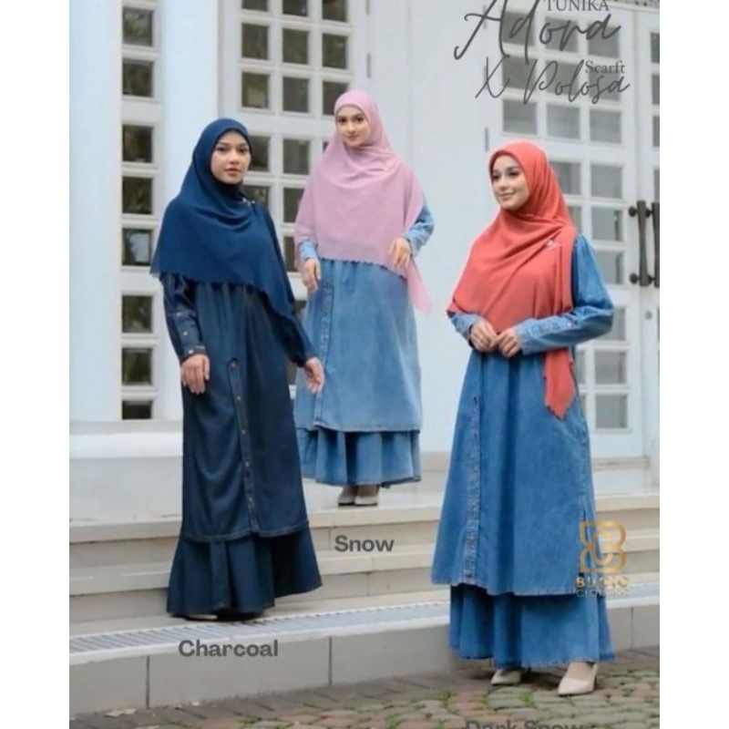 TUNIKA ADORA BY BUGIO CLOTHING // SETELAN TUNIK SET ROK DENIM // TUNIK ROK DENIM JEANS (BUKAN SET JI