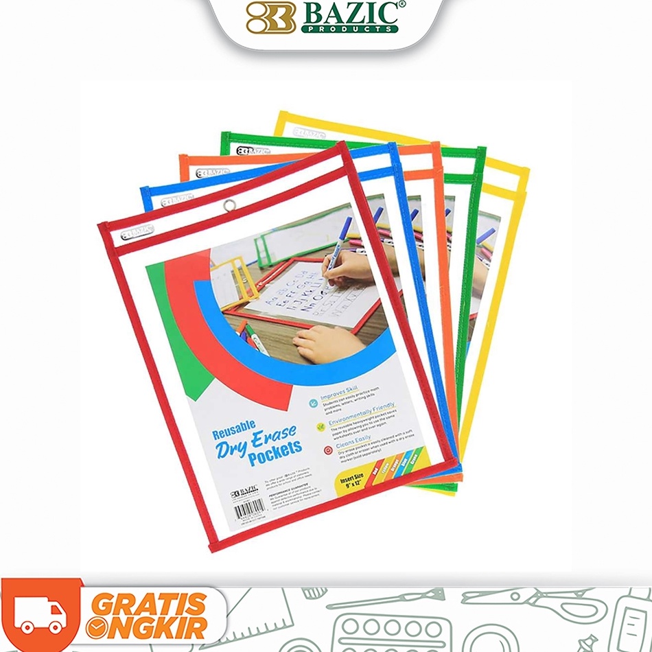 

KODE C54F Bazic Reusable Writing Pockets Kantong Pelindung Kertas