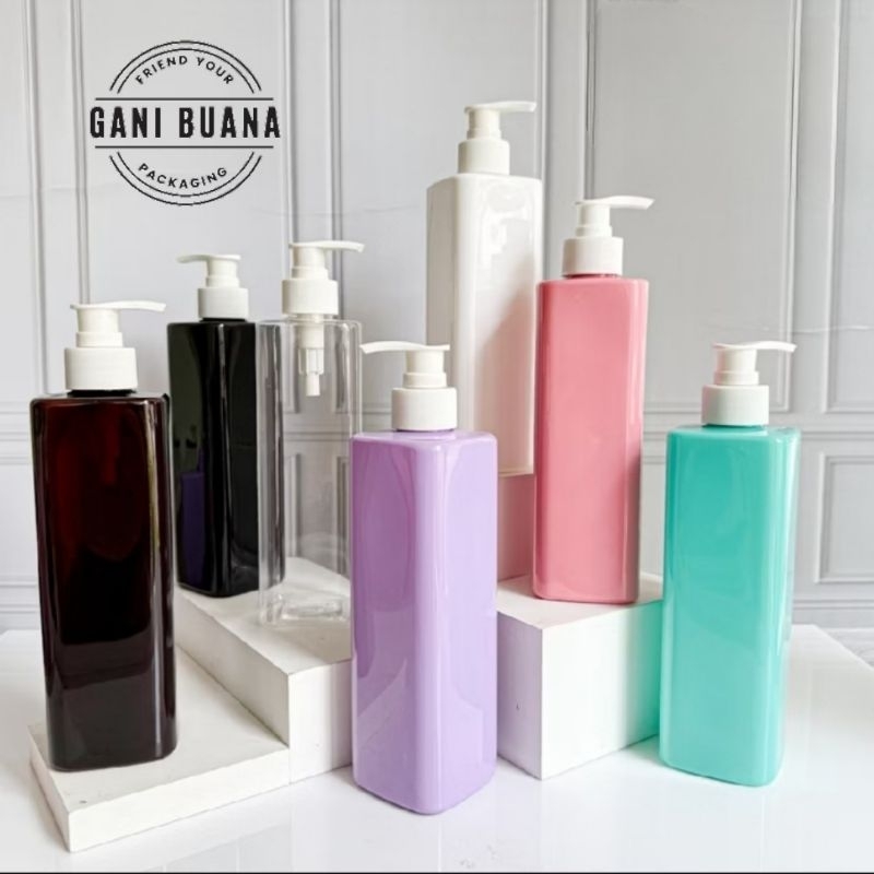 BOTOL PUMP 500ML KOTAK TUTUP PUMP PUTIH/BOTOL SABUN 500ML KOTAK PET