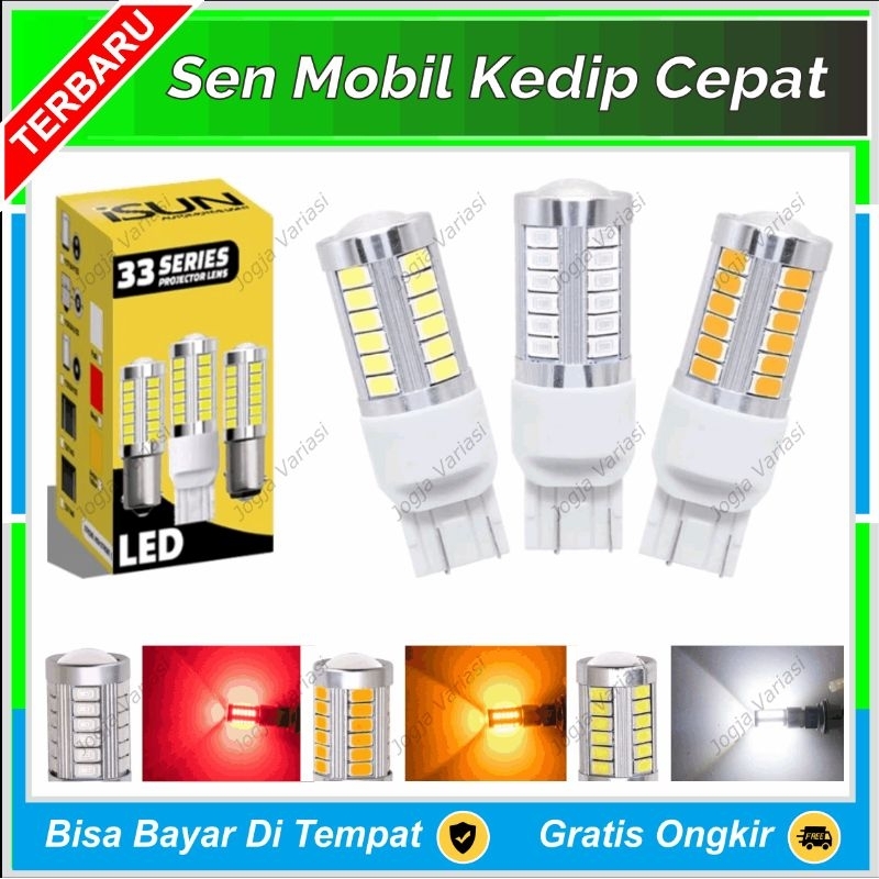 LAMPU SEIN KEDIP CEPAT MOBIL T20 7440 7443 T20 GEPENG TANCAP LED 33 TITIK