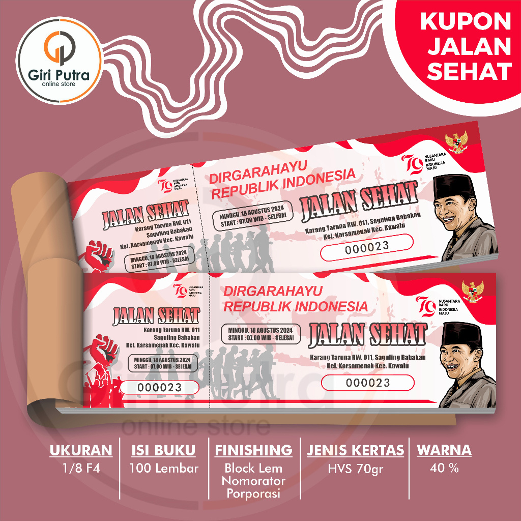 

KUPON HUT RI / KUPON JALAN SANTAI / KUPON JALAN SEHAT 1/8 F4