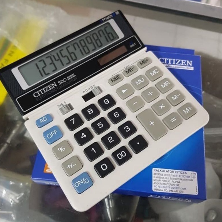 

KODE K23L Kalkulator 12 Digit Calculator Alat Hitung Citizen Type SDC 868L