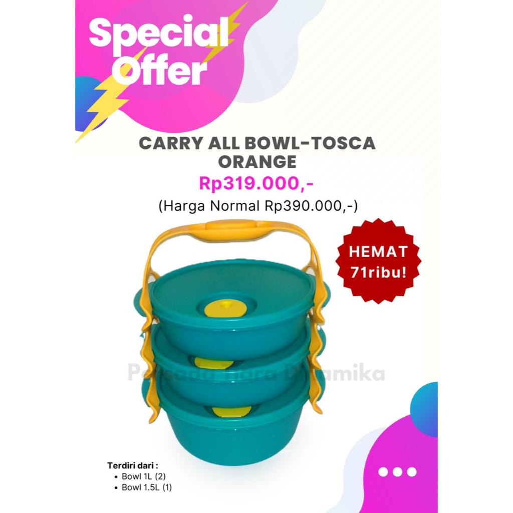 TUPPERWARE CARRY ALL BOWL TOSCA ORANGE - RANTANG SUSUN 3