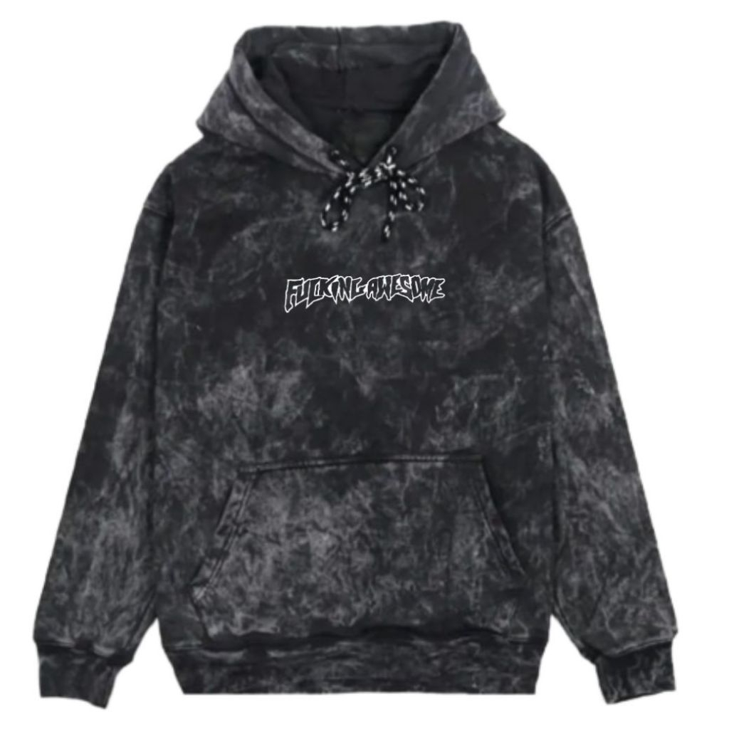 Hipokrit Official Shop - Jaket Sweater Hoodie Litle Text Simple #Fucking Awesome Black Sandwash Over