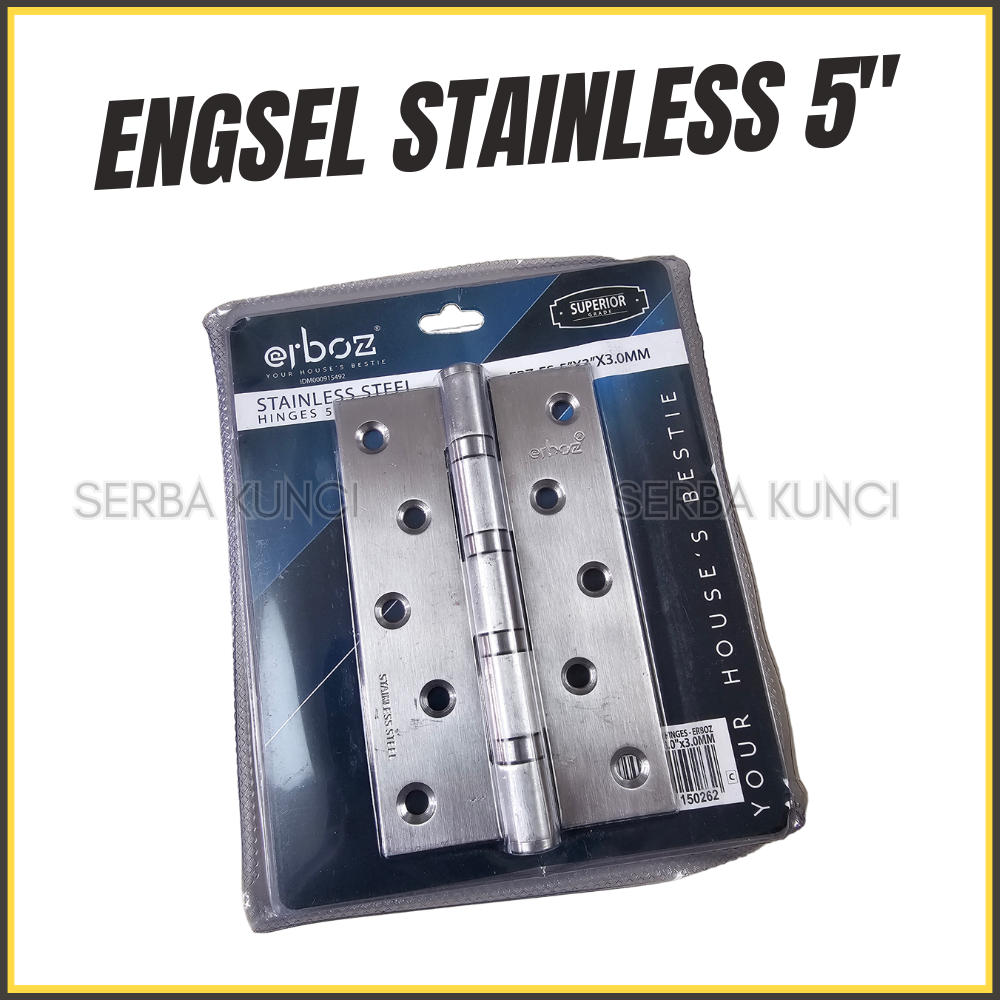 Engsel Stainless 5" Untuk Pintu Steel Kamar Rumah Mandi Kupu Tarung Tebal Awet Satu Set Erboz 5in 5i