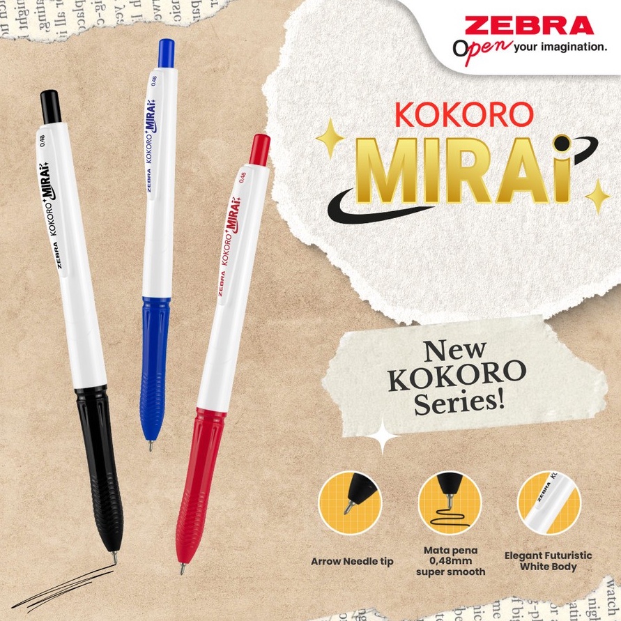 

KODE C84I Zebra Gel Pen Kokoro Mirai Retractable Pulpen Super Smooth 48mm SET 12 LUSIN