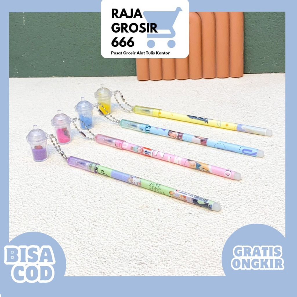 

Pen milktea karakter murah / Pulpen boba dot pasir / pulpen bubble tea gel / pen gel gantung / Stationery alat tulis kantor sekolah lucu