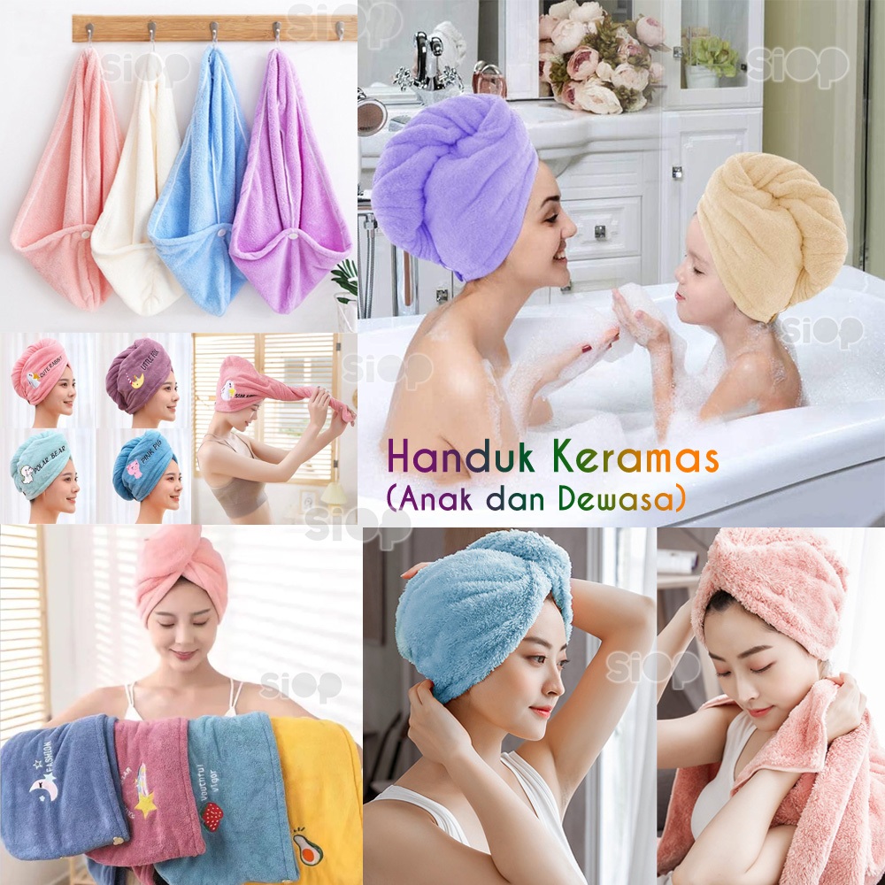 Handuk Rambut Keramas - Handuk Kepala Pengering Anak Dewasa