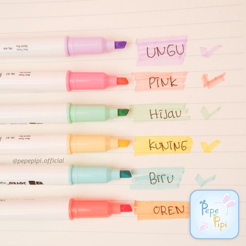 

KODE G7B Highlighter Dual Tip Joyko HL54 Set 6 Pastel Textlighter Textliner