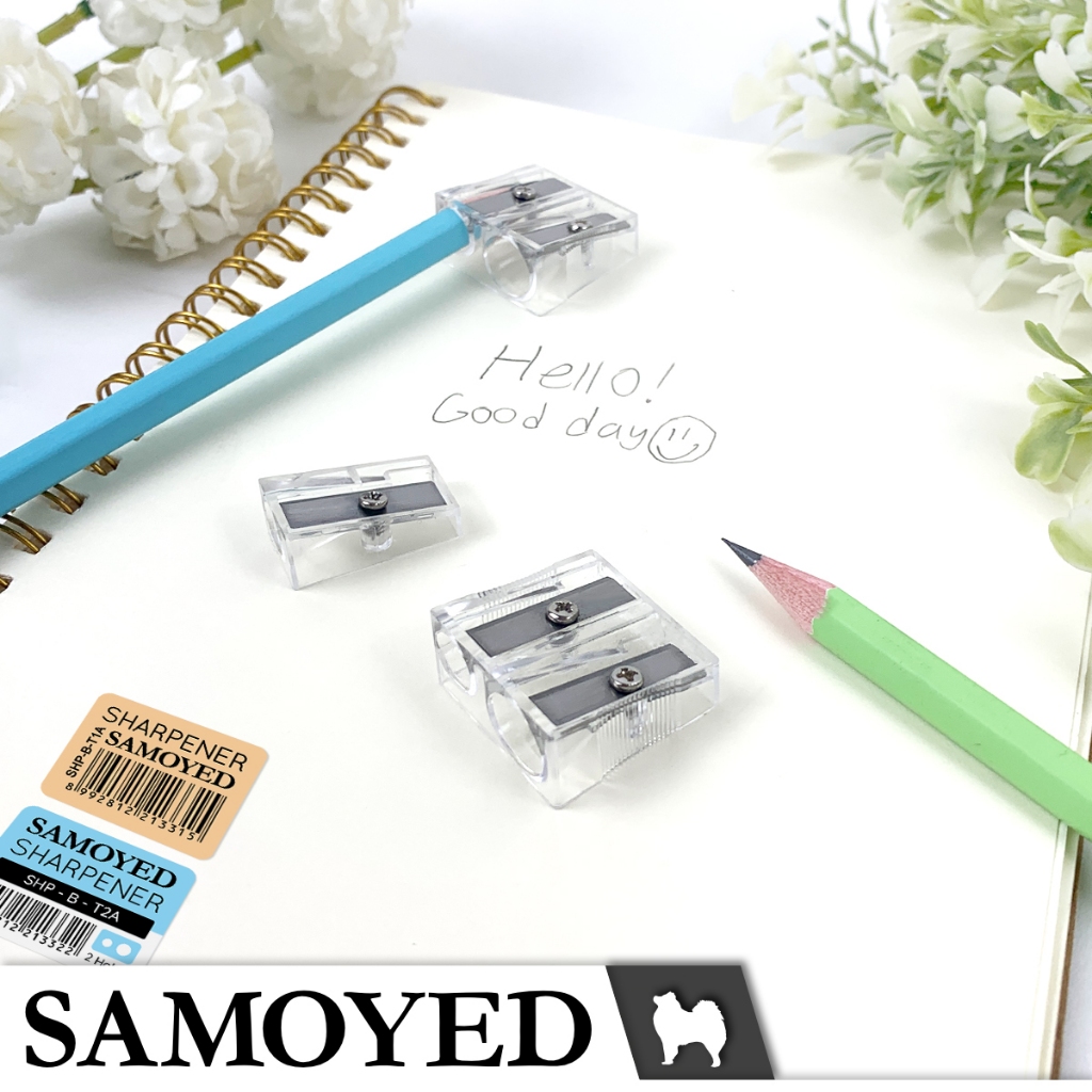 

SAMOYED SHP-B Rautan / Serutan Pensil Transparan / Bening 1 / 2 Lubang / Double / Dual Holes Transparent / Clear Pencil Sharpener
