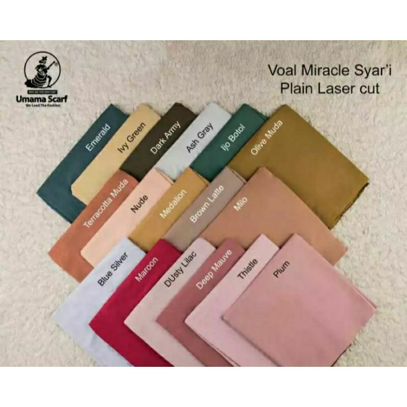 SEGI EMPAT VOAL MIRACLE PLAIN BORDIR/HIJAB SEGI EMPAT UMAMA/SEGI EMPAT UMAMA BORDIR