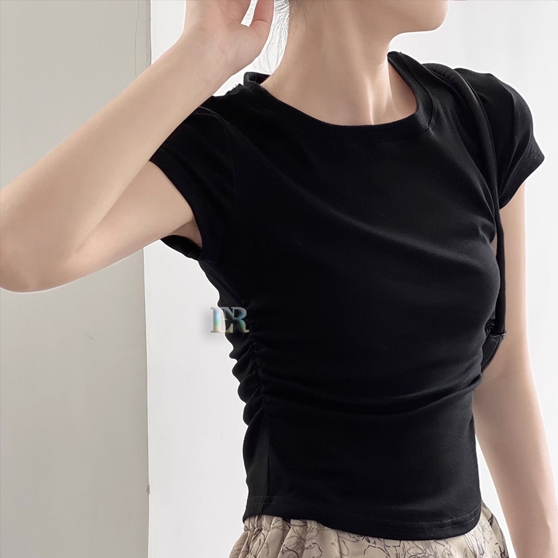 Kaos Atasan Polos Bahan Cotton 40S Lengan Pendek Untuk Wanita Remaja Dewasa Kaus Kekinian Crop Top P