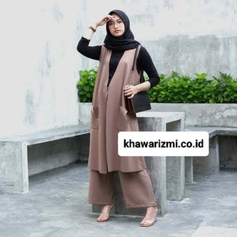 Outer long vest /cardigan kekinian tanpa lengan