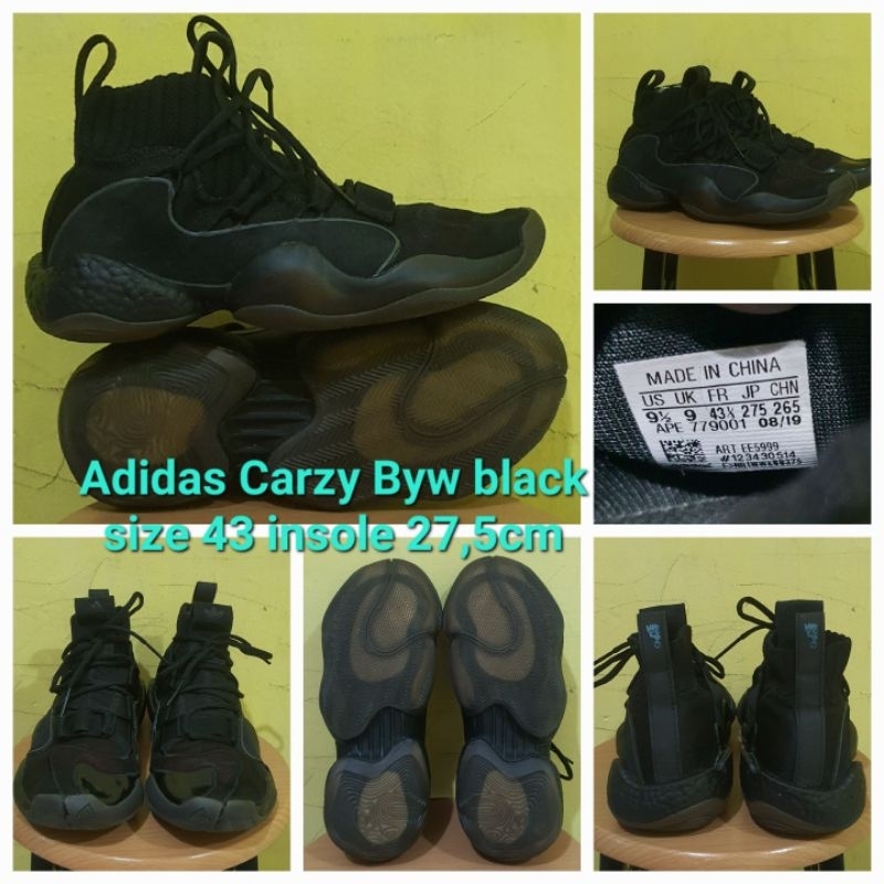 Sepatu Basket Ad*das Crazy Byw Black size 43 second ori