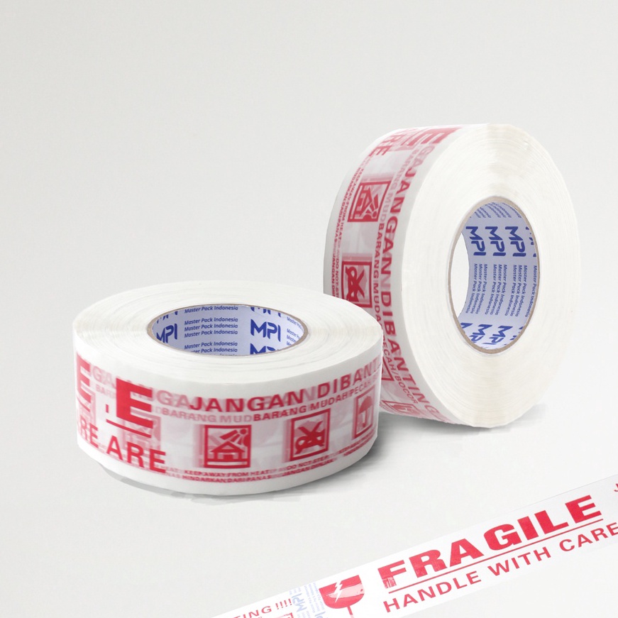 KI3 Lakban Fragile Putih Jangan Dibanting 48mmx3 Yard MPI Jumbo